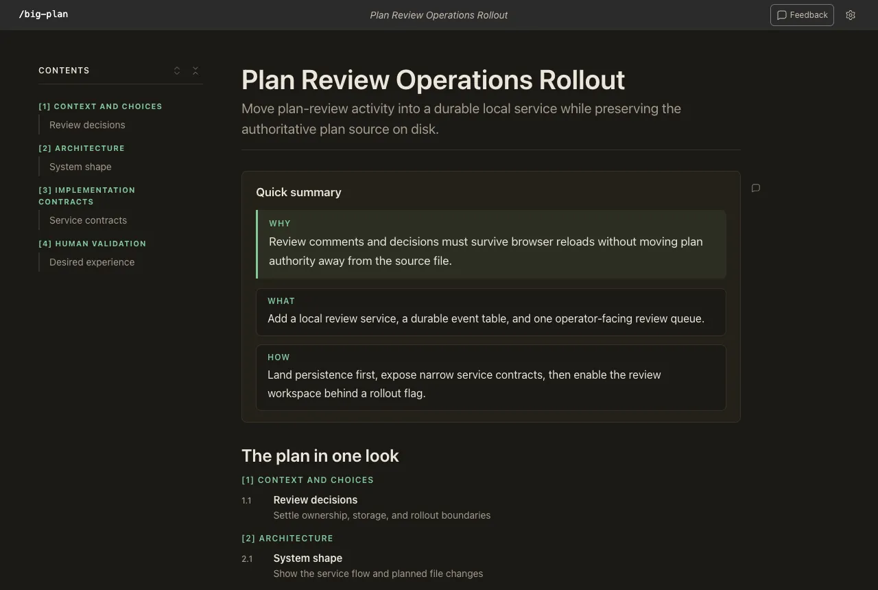 A plan that renders every Big Plan component in one document