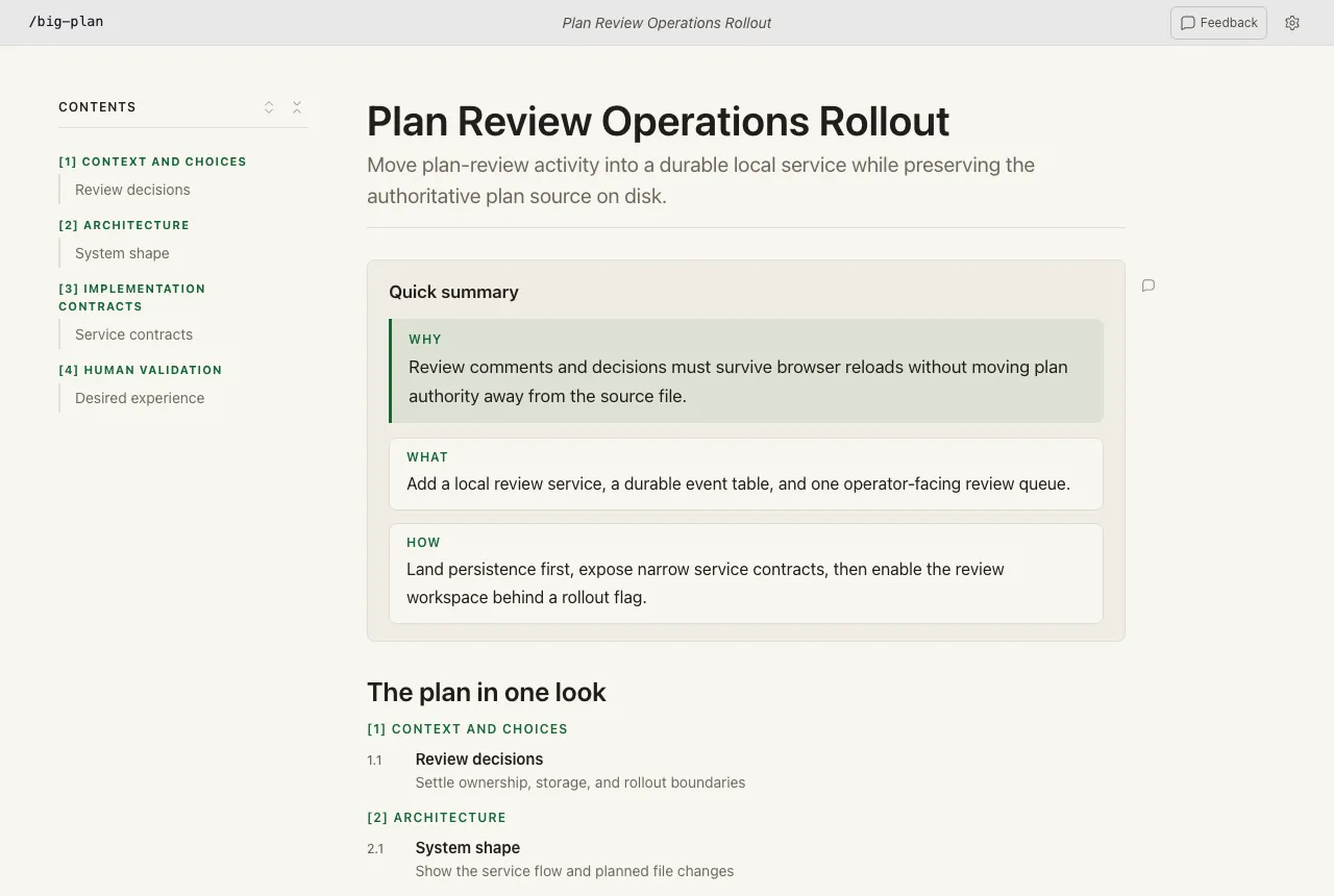 A plan that renders every Big Plan component in one document