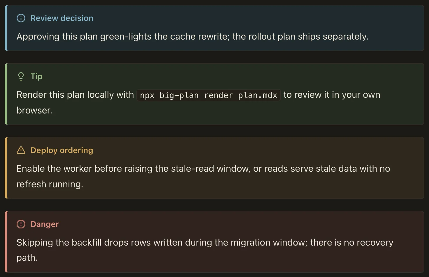 All four callout types rendered in the viewer